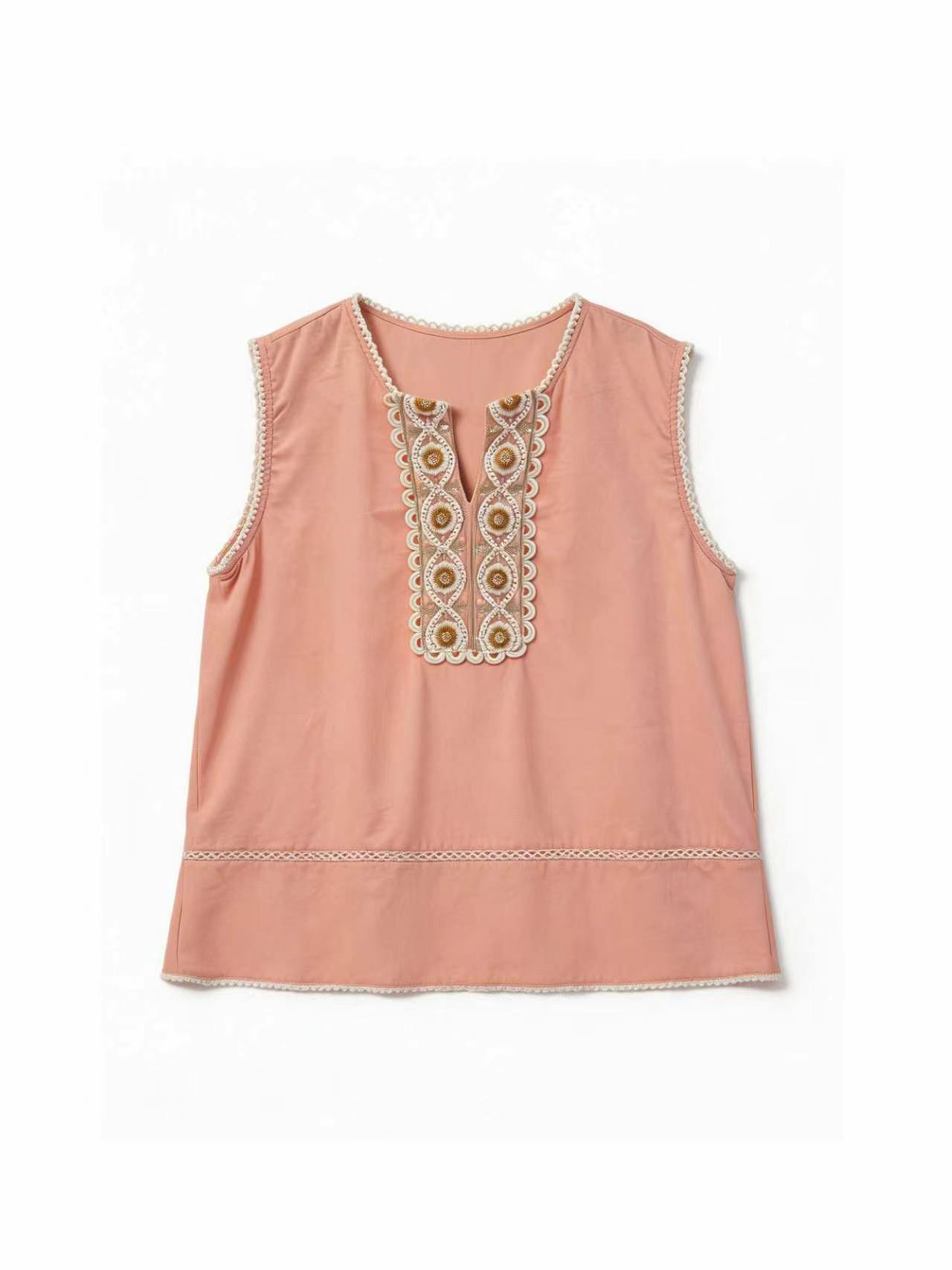 Linen-Blend Embroidered Two-Piece Set AN-750014