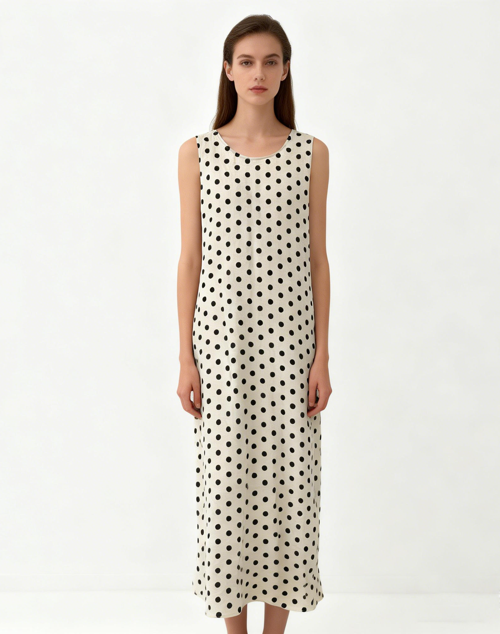Women’s Casual Polka Dot Dress Wholesale - Sleeveless Summer Maxi C-40015
