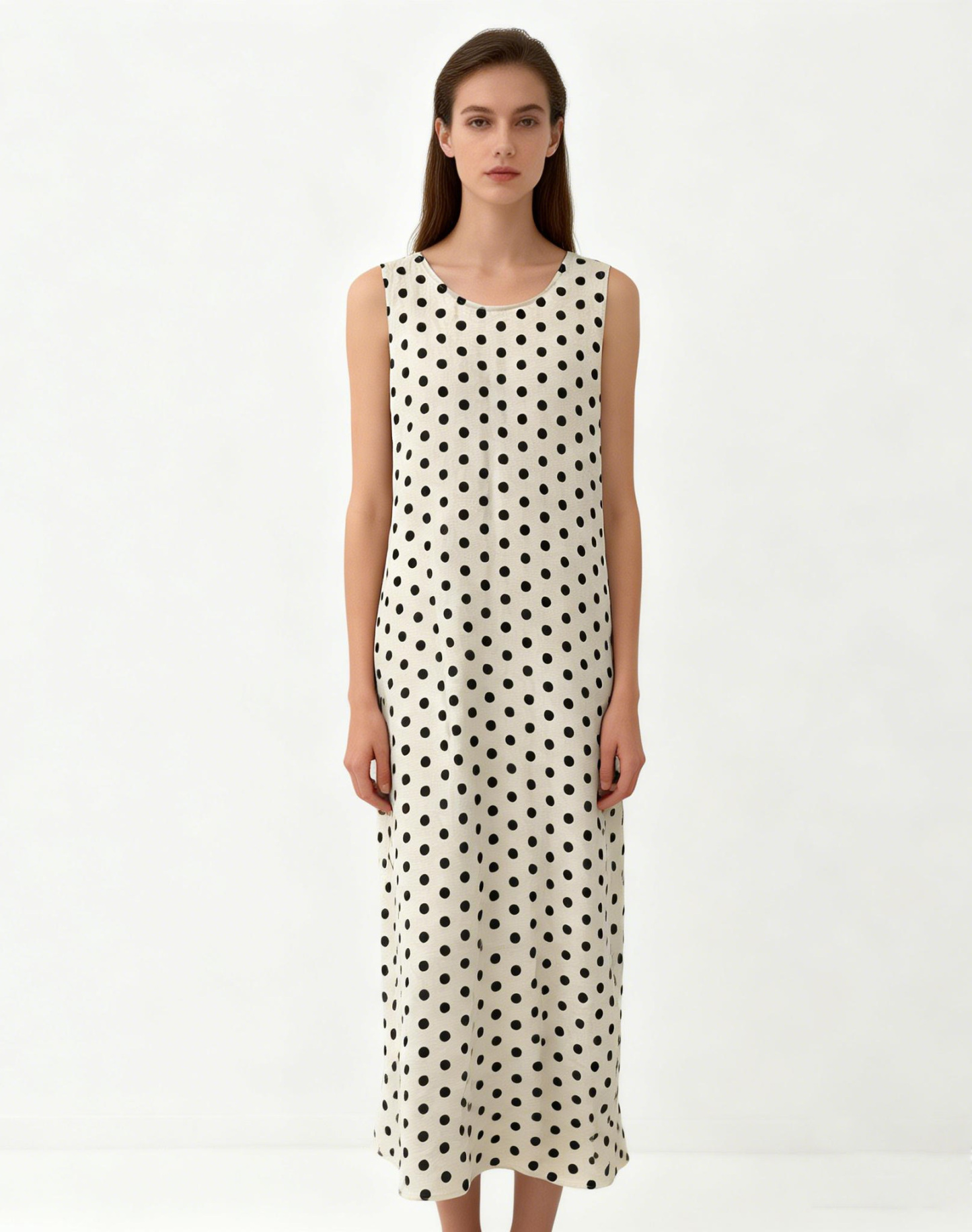 Women’s Casual Polka Dot Dress Wholesale - Sleeveless Summer Maxi C-40015