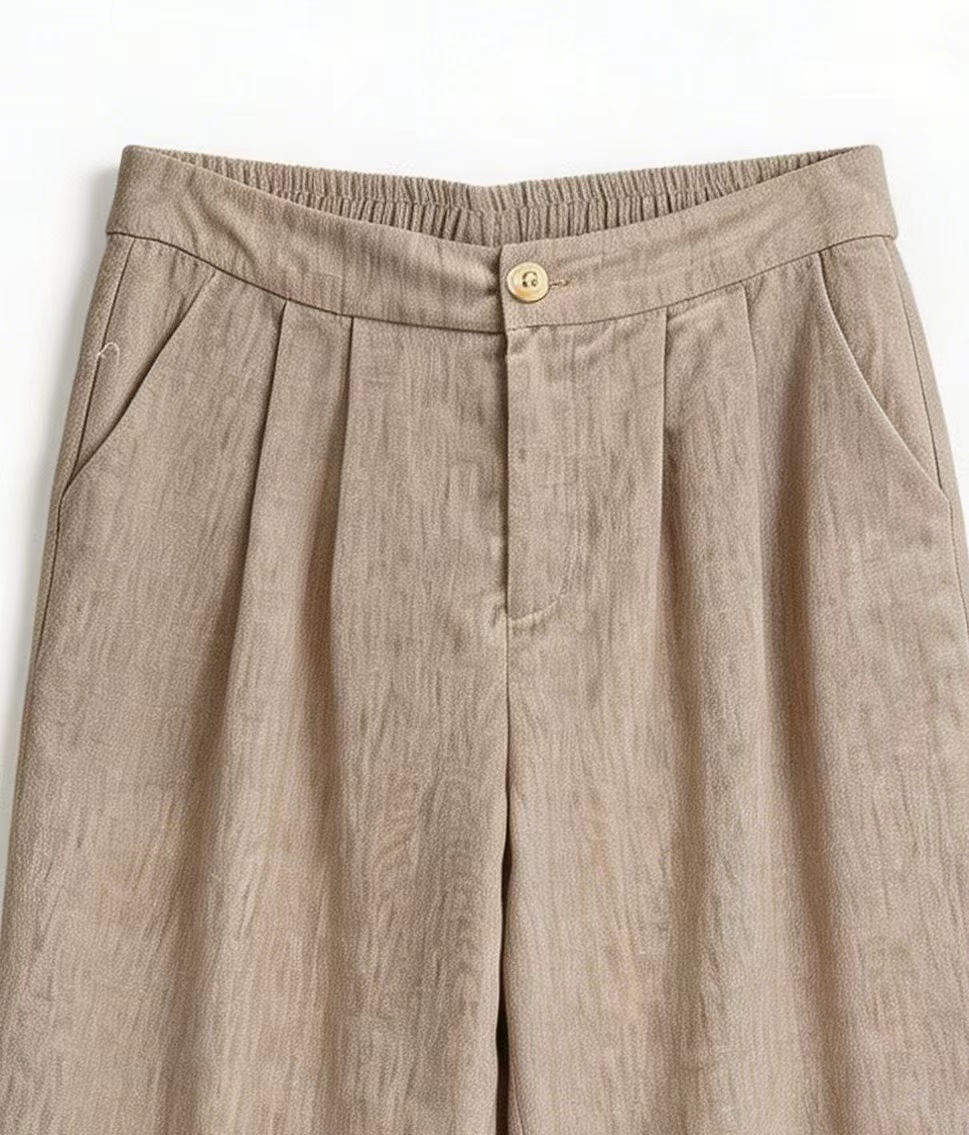 Minimalist High-Waisted Linen-Blend Wide-Leg Pants AN-750017
