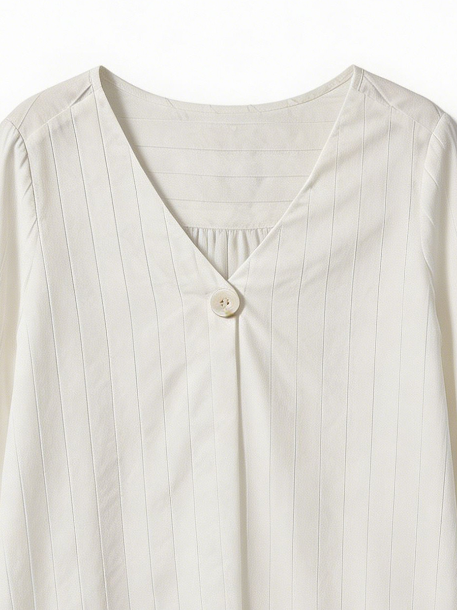 Women’s Casual Solid V Neck Loose Fit Long Sleeve Blouse M-26172