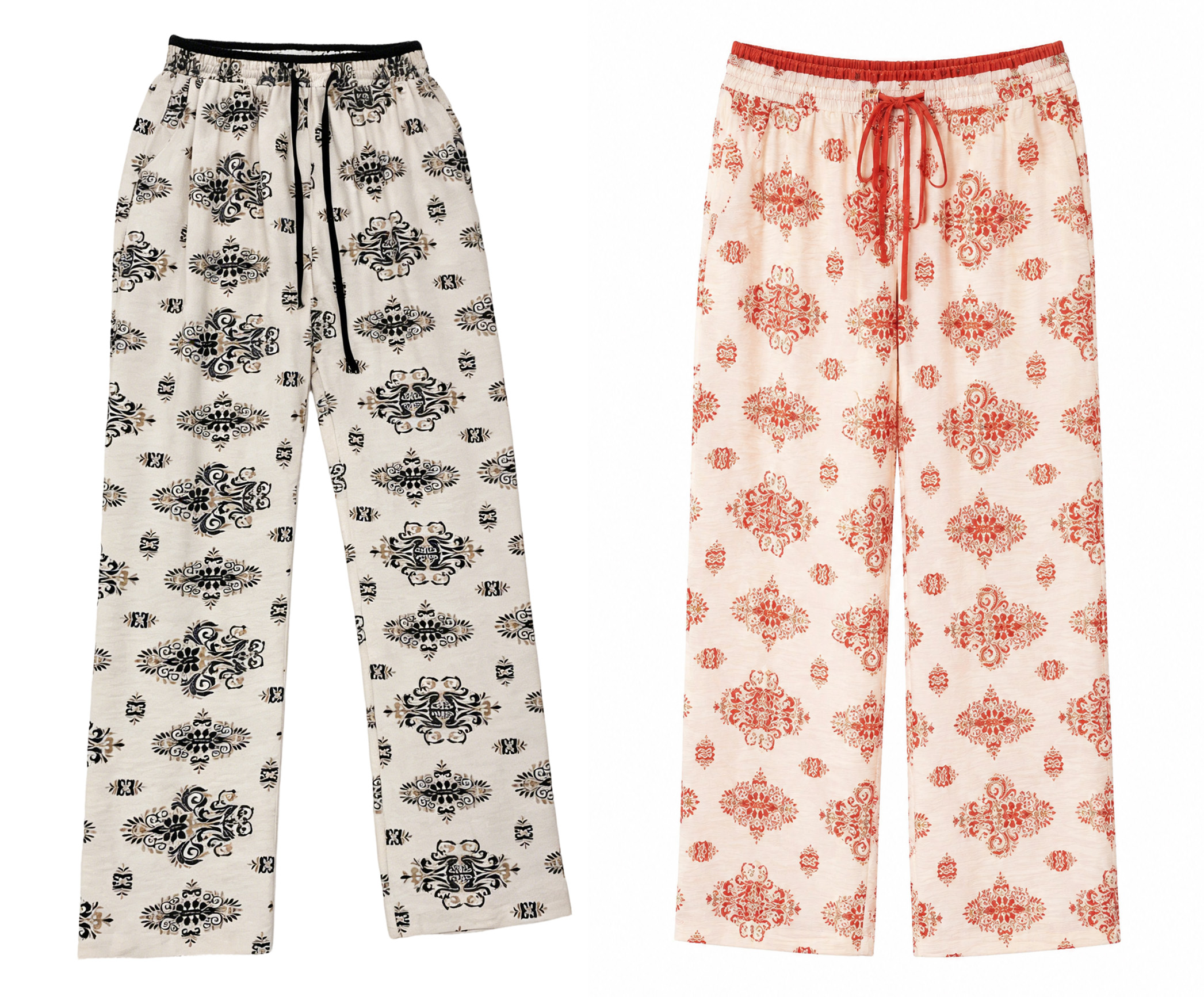 Glamorous Boho Party Pants - Vintage Print High Waist Wide Leg Trousers  AN-121001