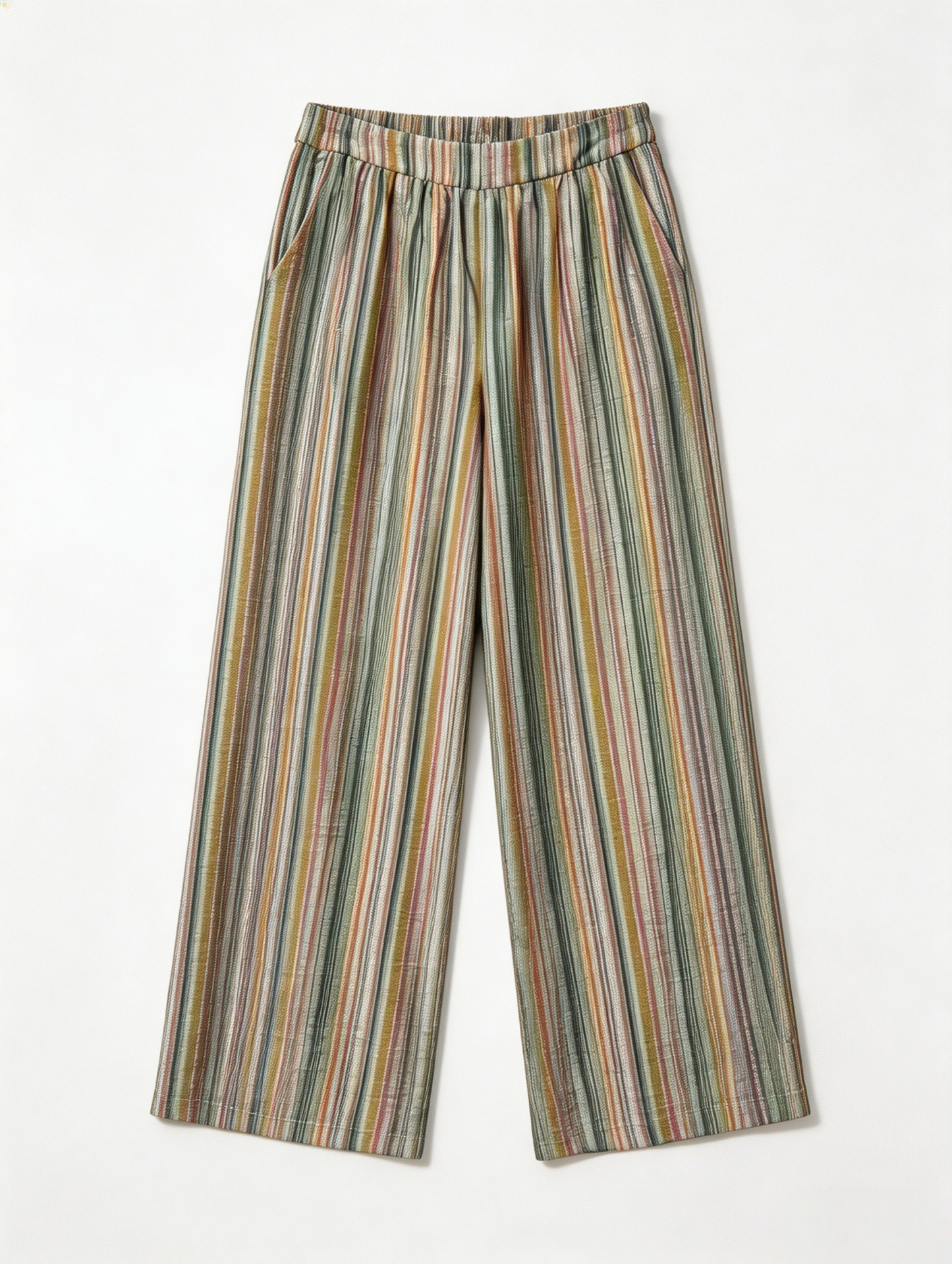 Elastic Waist Striped Wide Leg Pants - Versatile Boho Bottoms D-42124