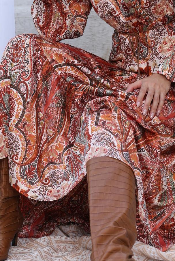 Women’s Vintage Ethnic Boho Midi Dress W-31406