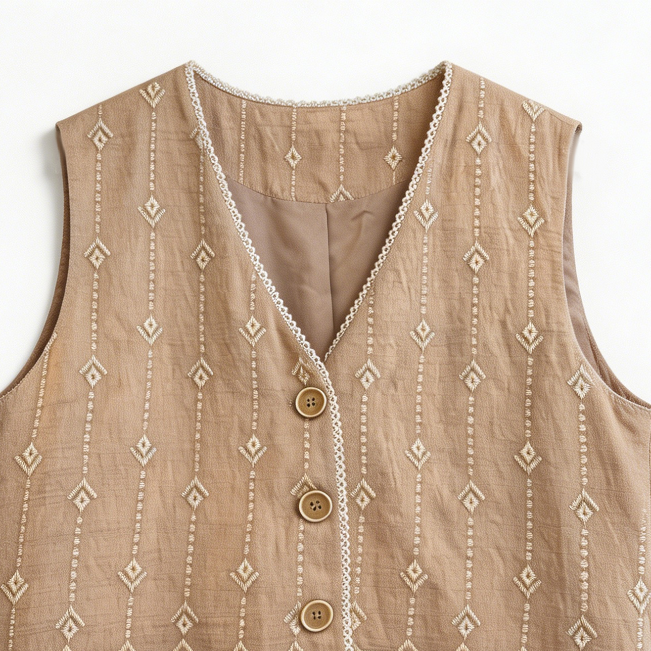 Bohemian Crochet Trim Vest – Embroidered Sleeveless Festival Top D-41224