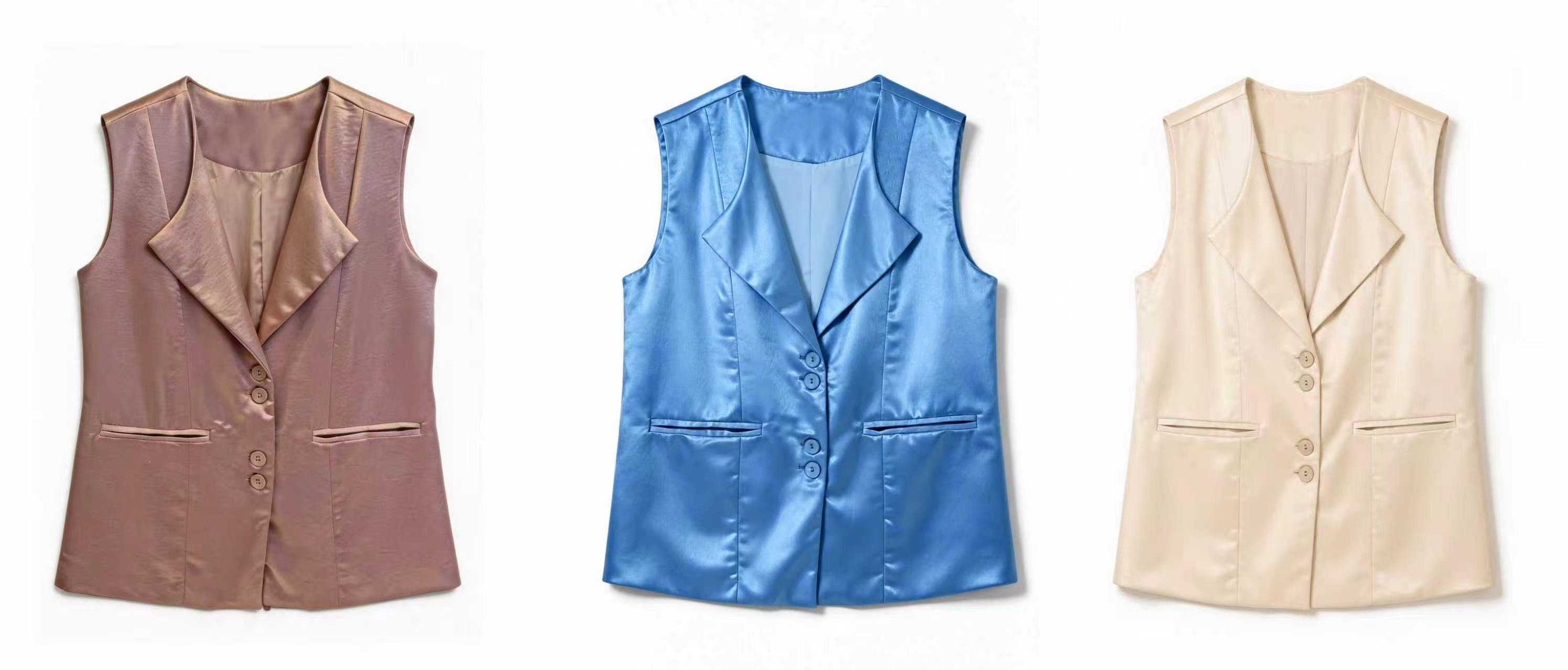 Satin Tailored Single-Breasted Waistcoat AN-620016