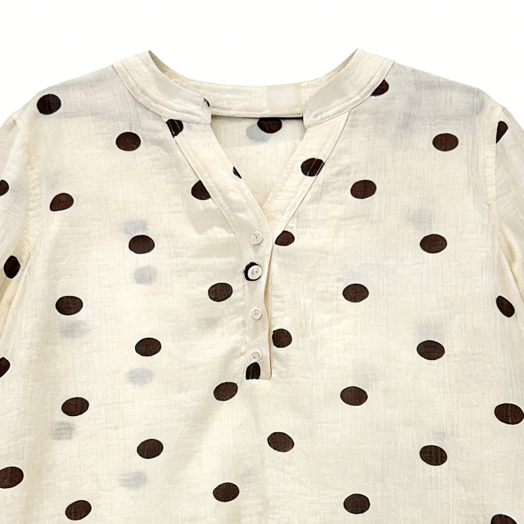 French Retro Polka Dot 2-Piece Set: Loose Shirt & Paperbag Shorts A-42105+A-42078
