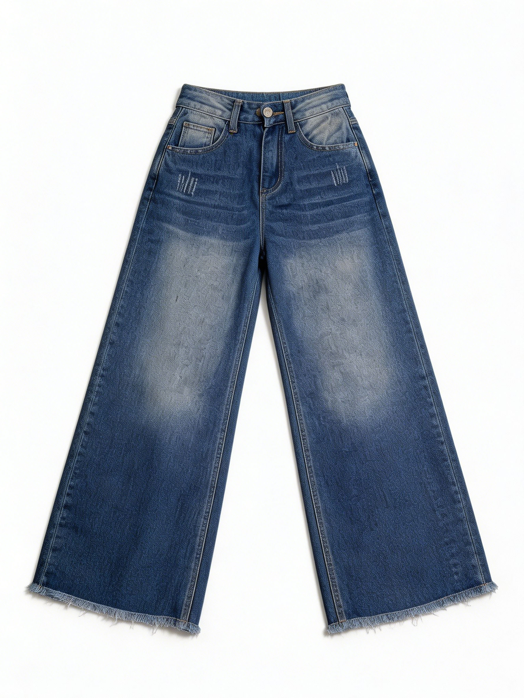 High Waist Wide Leg Frayed Hem Jeans ZY6033