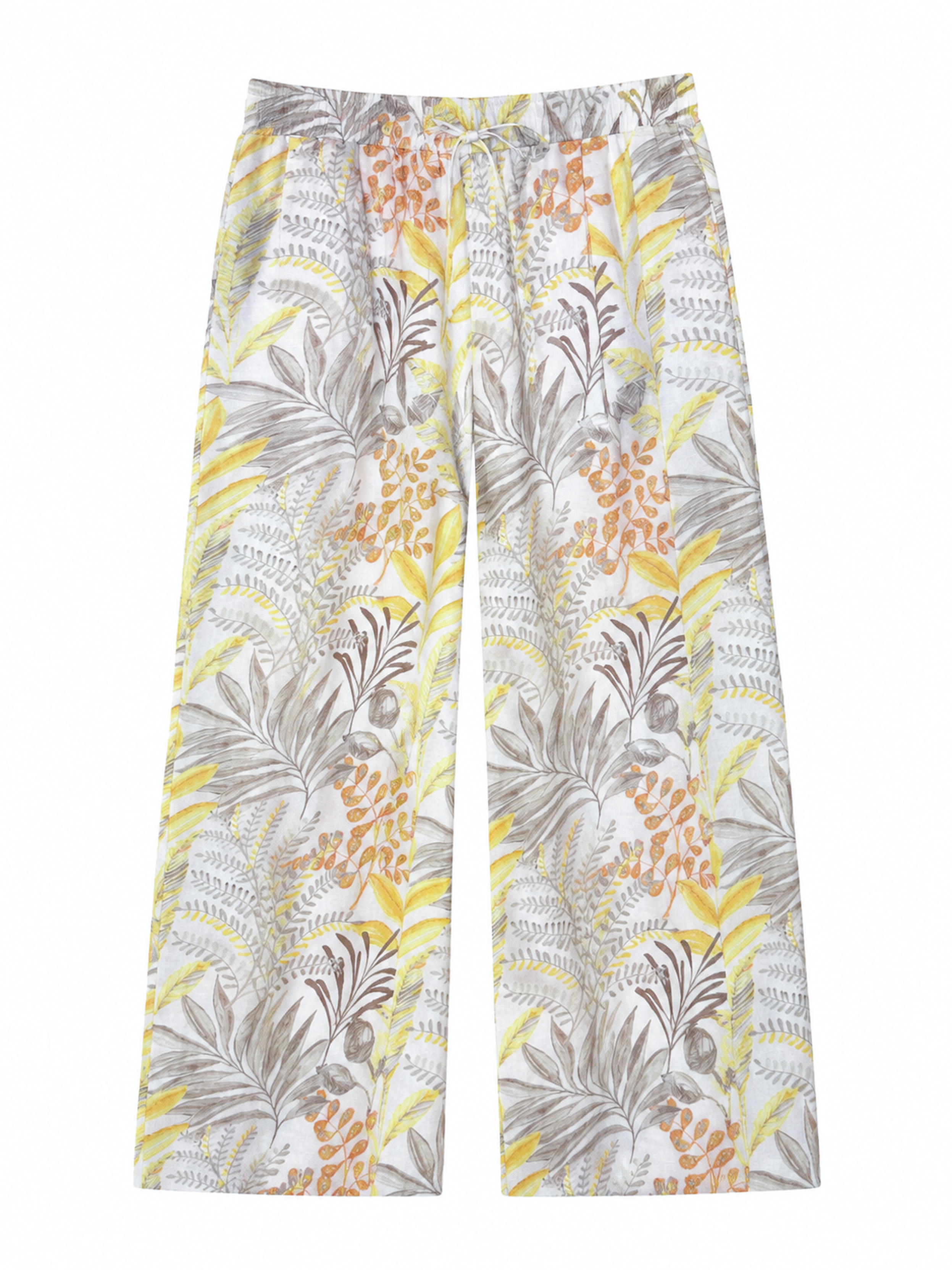 Women's Tropical Leaf Print Wide‑Leg Palazzo Pant W-43516