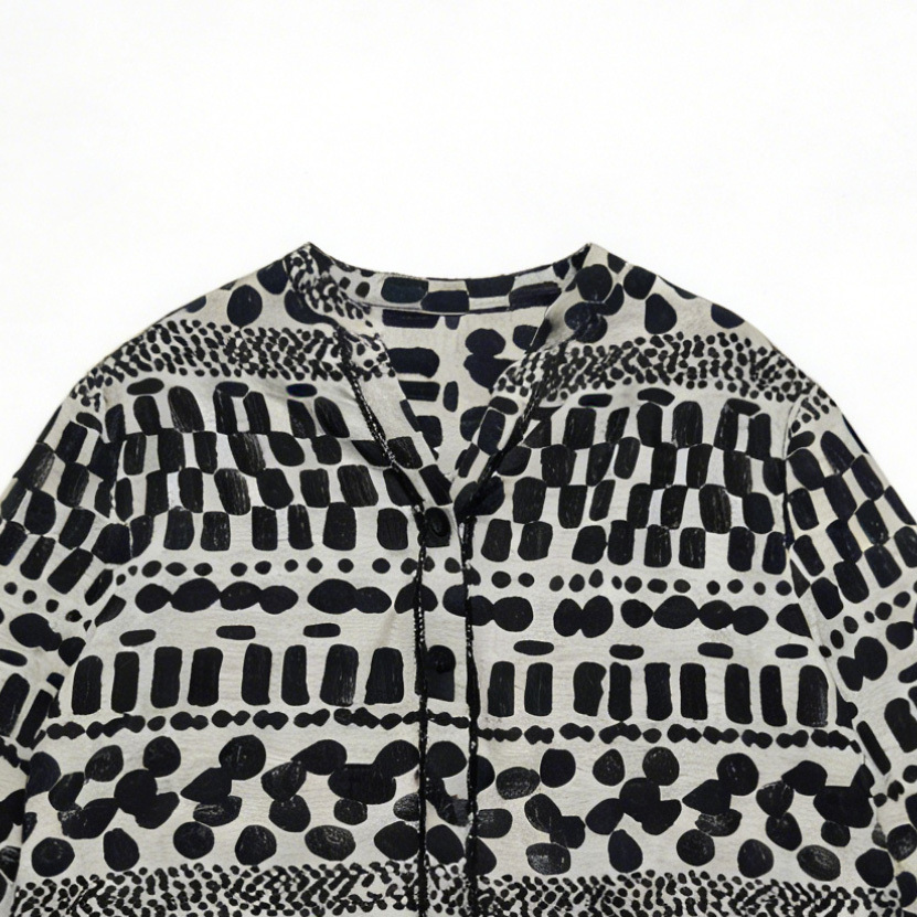 Wholesale Casual V-Neck Geometric Print Oversized Long Sleeve Women's Top A-41739