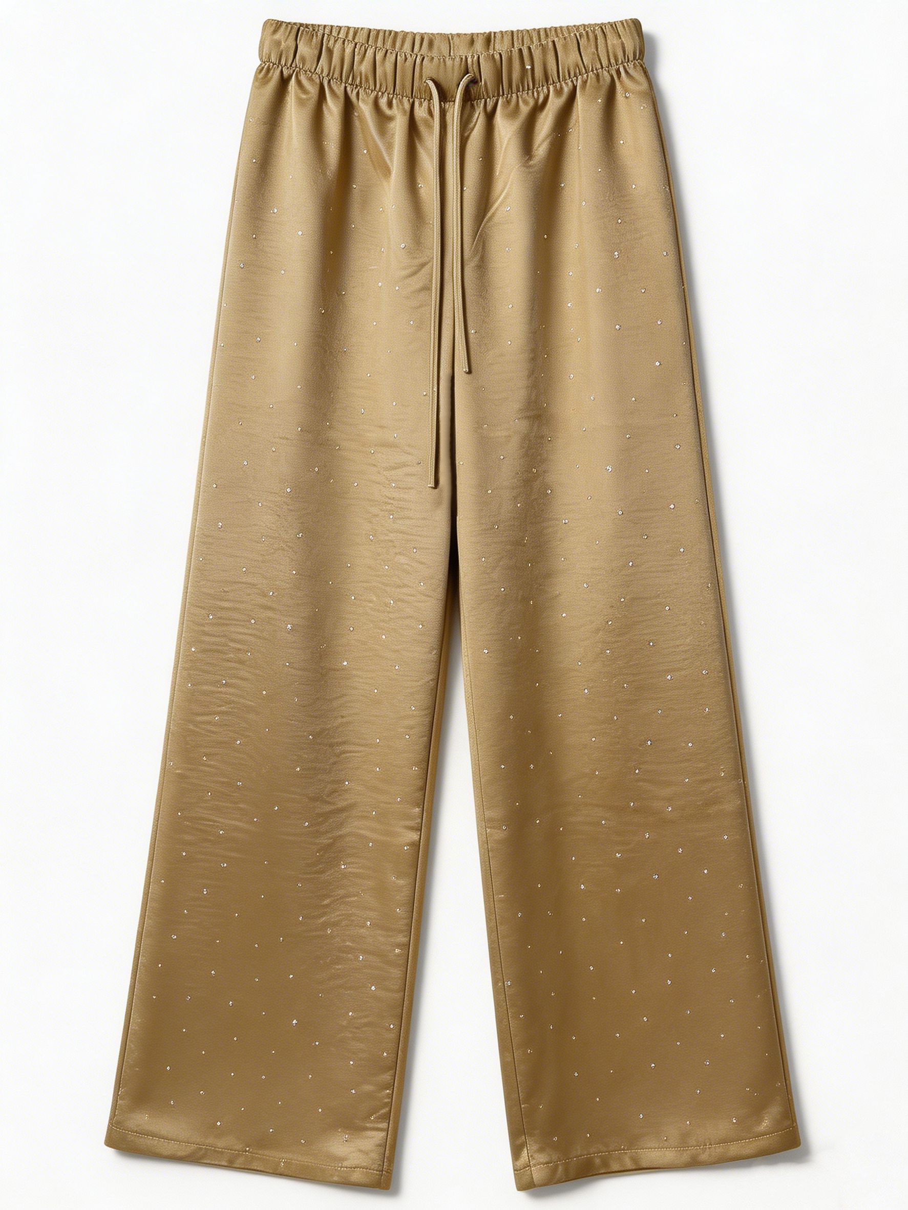 Women’s High Waist Rhinestone Satin Wide Leg Pants LA-030410