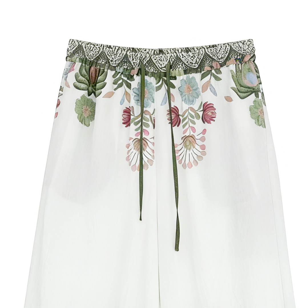 Boho Chic Floral Print Co-ord Set Sleeveless Top and Flowy Drawstring Trousers A-42535+A-42534