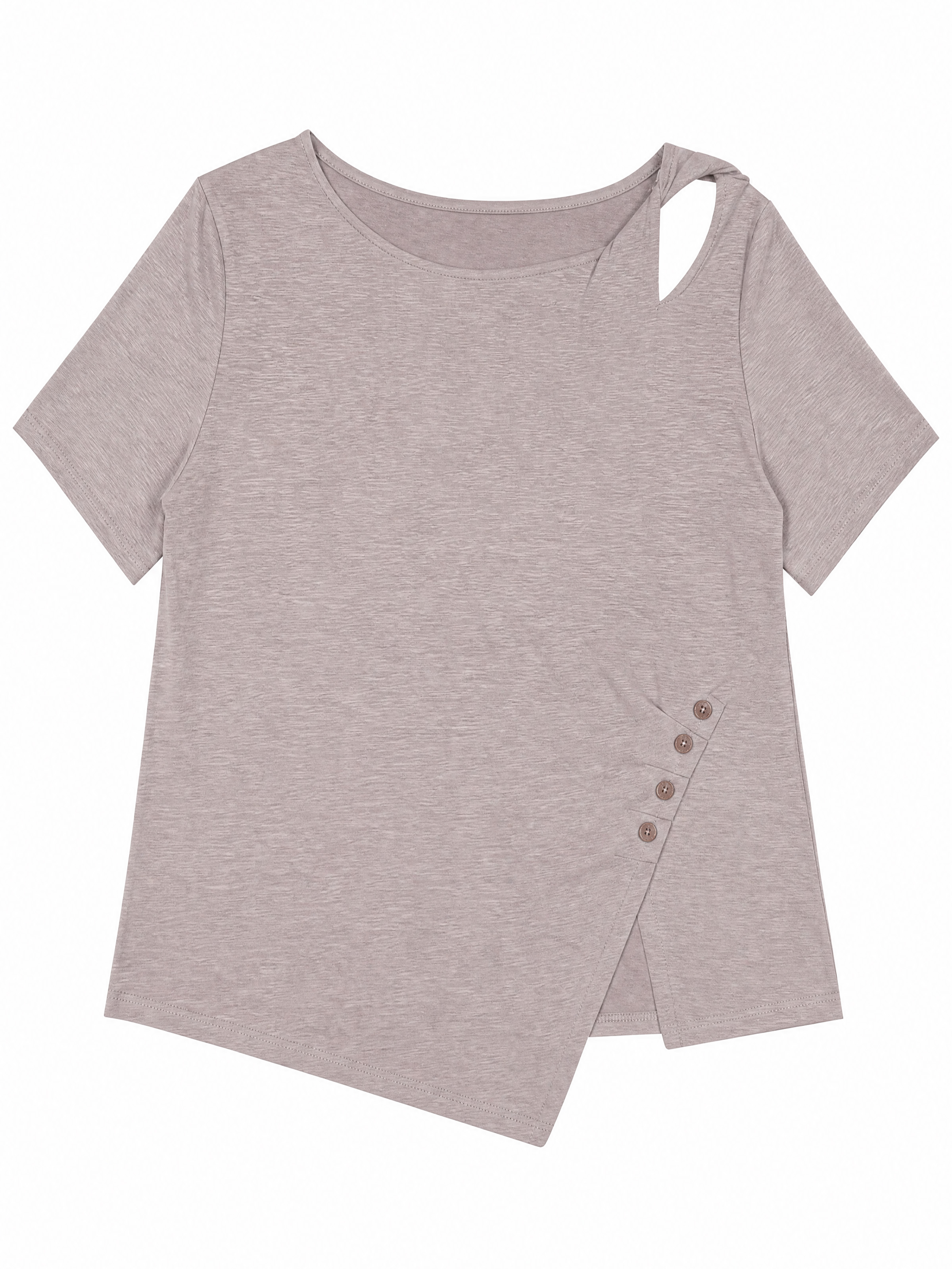 Women's Asymmetric Cutout-Shoulder T-Shirt 2219