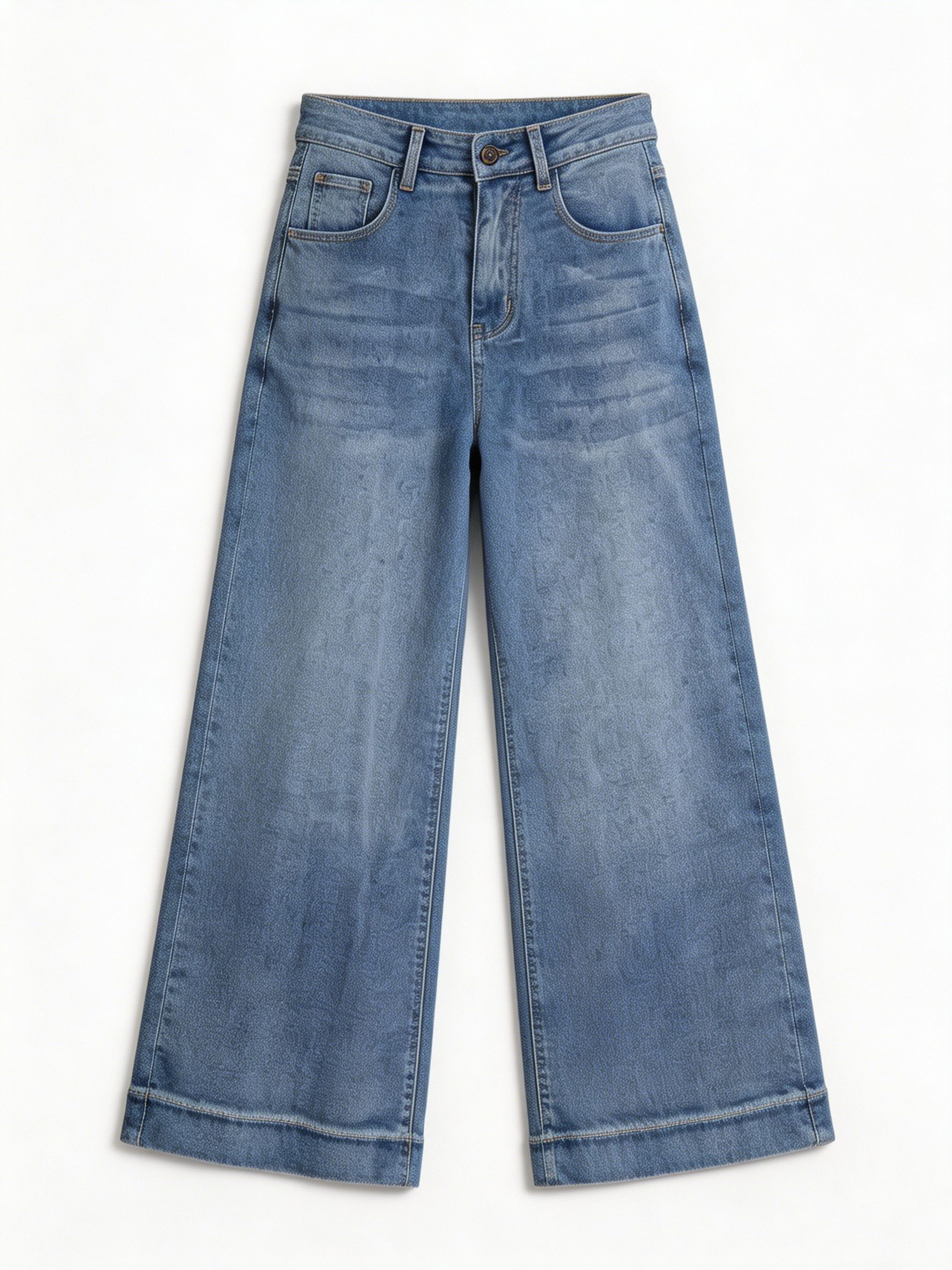 Women's High Waist Flare Denim Jeans Classic Vintage Blue Bell Bottoms ZY6028