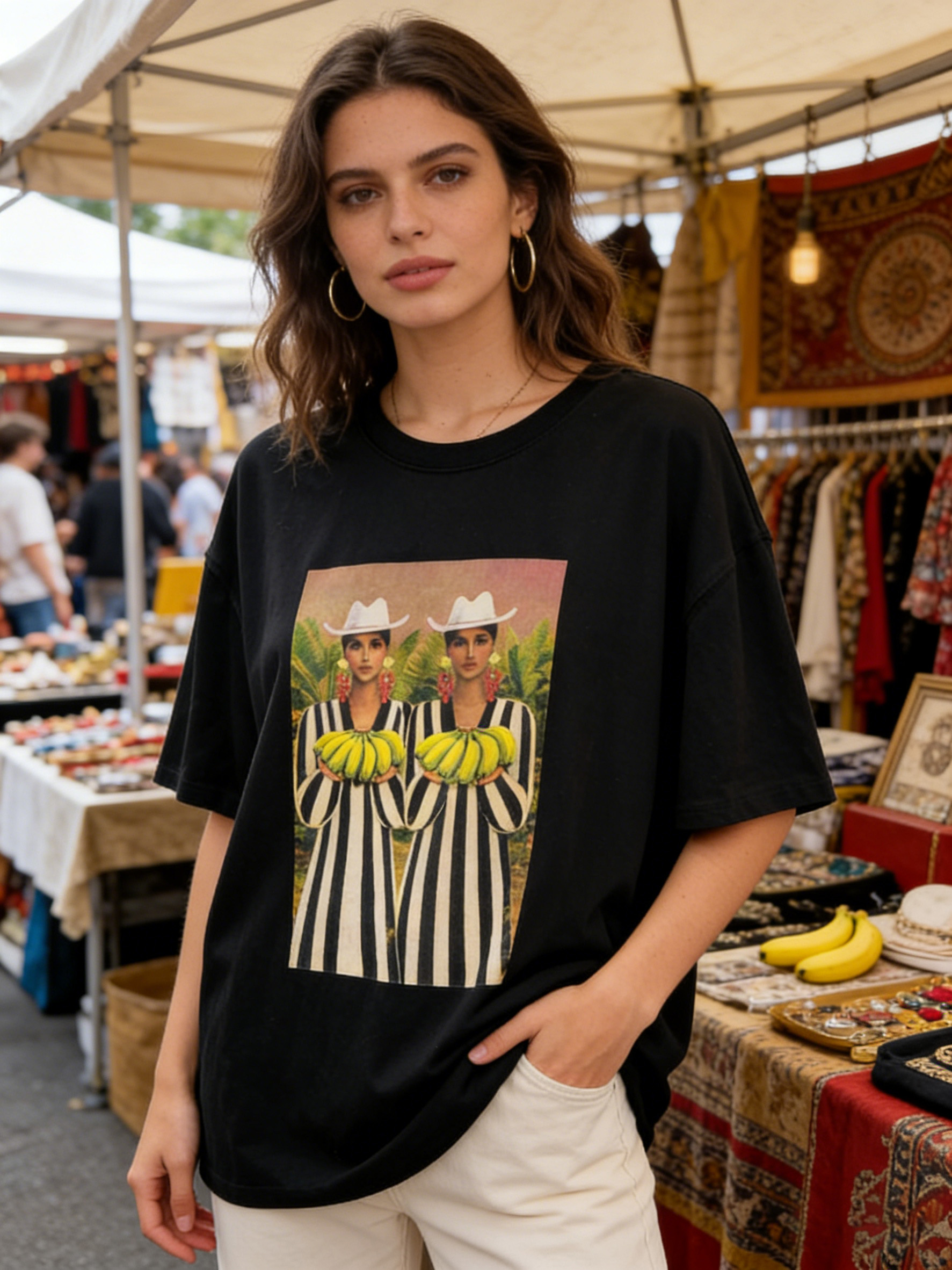 Women’s Oversized Graphic Print Casual Crew Neck T-Shirt