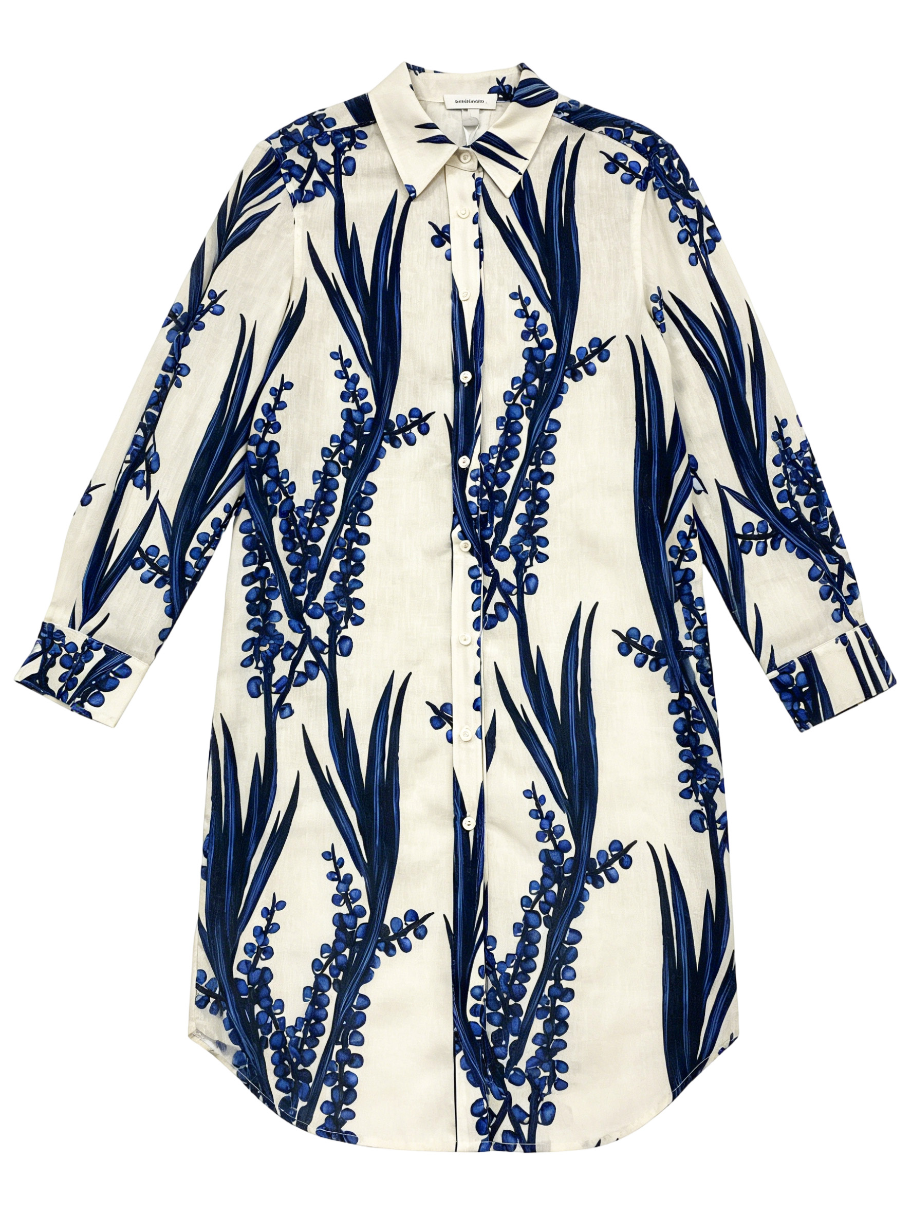 Women’s Botanical Print Long Sleeve Shirt Dress K-41737