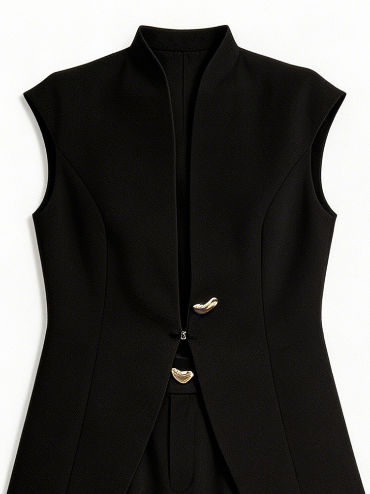 Minimalist Tailored Vest & Wide Leg Pants Set – Elegant Sleeveless Suit C-41271+C-41272