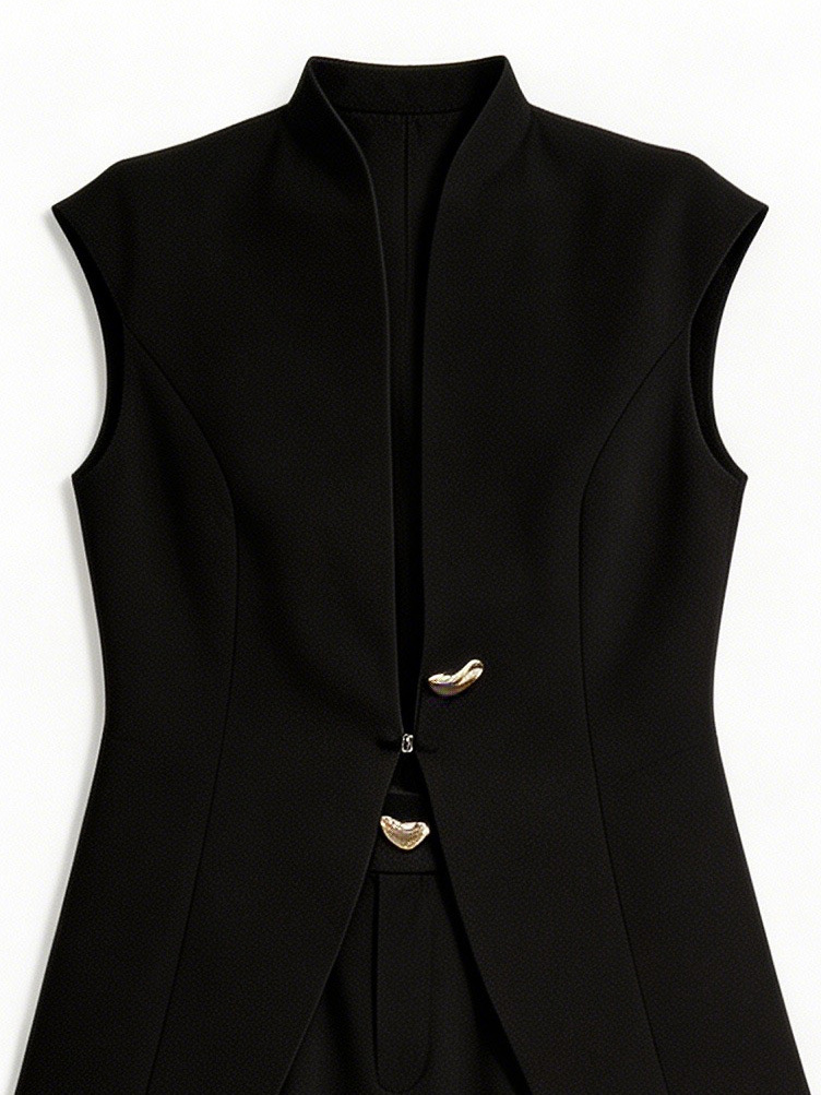 Minimalist Tailored Vest & Wide Leg Pants Set – Elegant Sleeveless Suit C-41271+C-41272