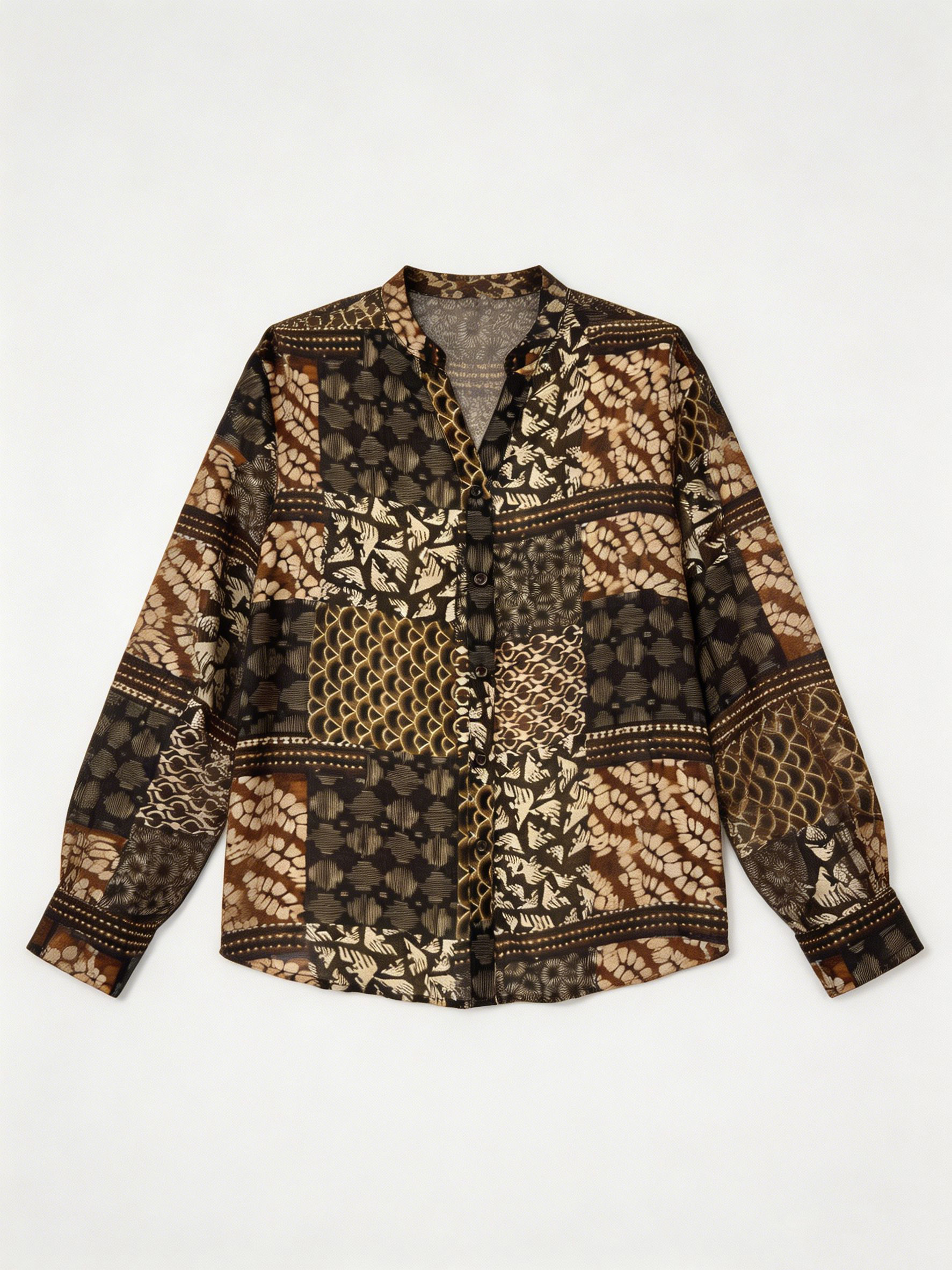 Women’s V-Neck Printed Loose Blouse A-43137