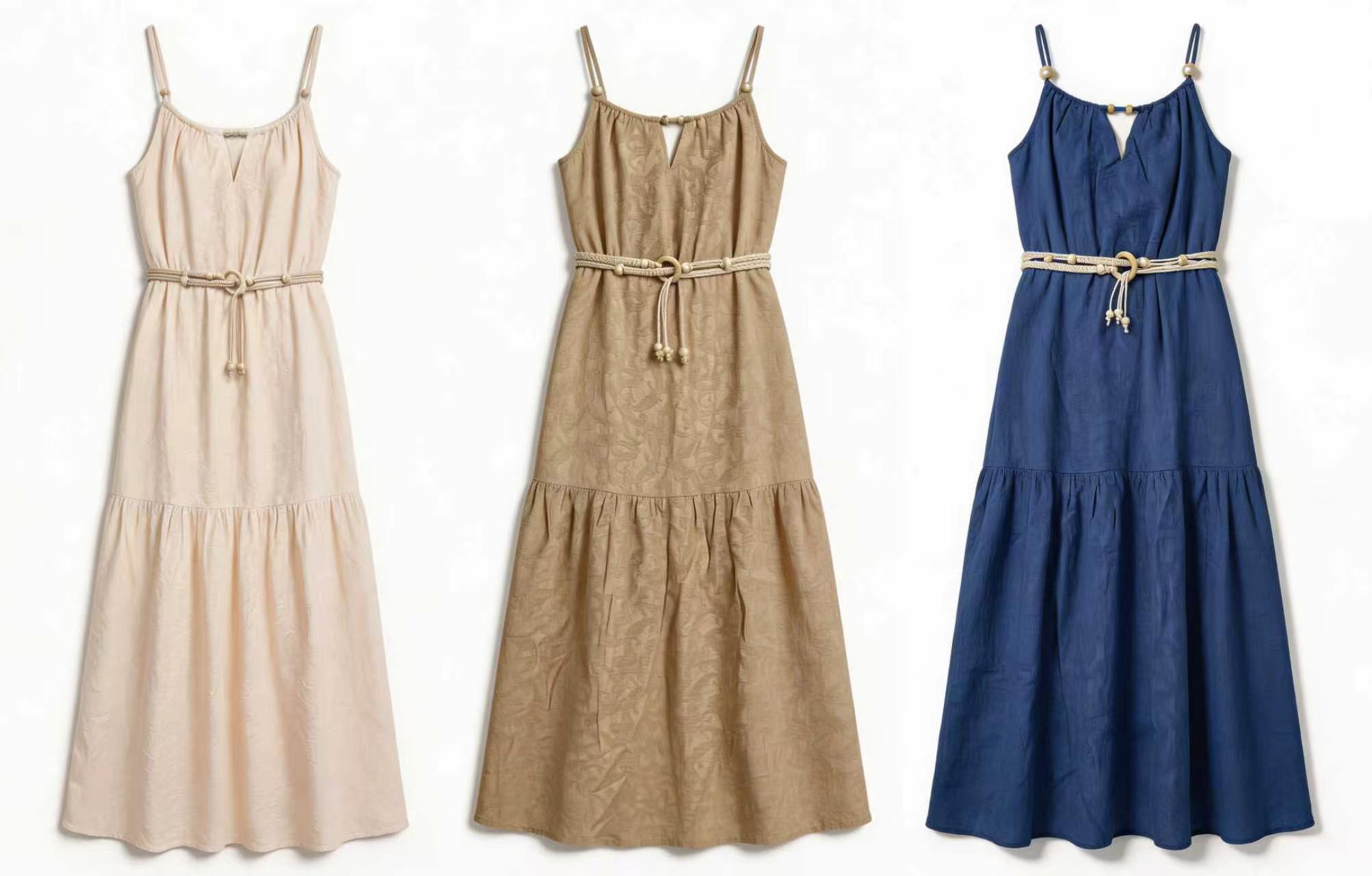 Minimalist Beaded Belted Tiered Maxi Dress - Premium Boho Chic Fashion AN-620053