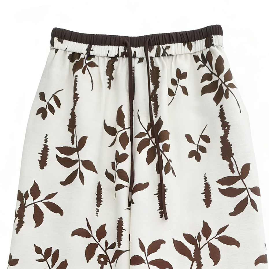 holesale Casual Print Two-Piece Set Sleeveless Top and Drawstring Wide-Leg Pants A-42002+A-42003