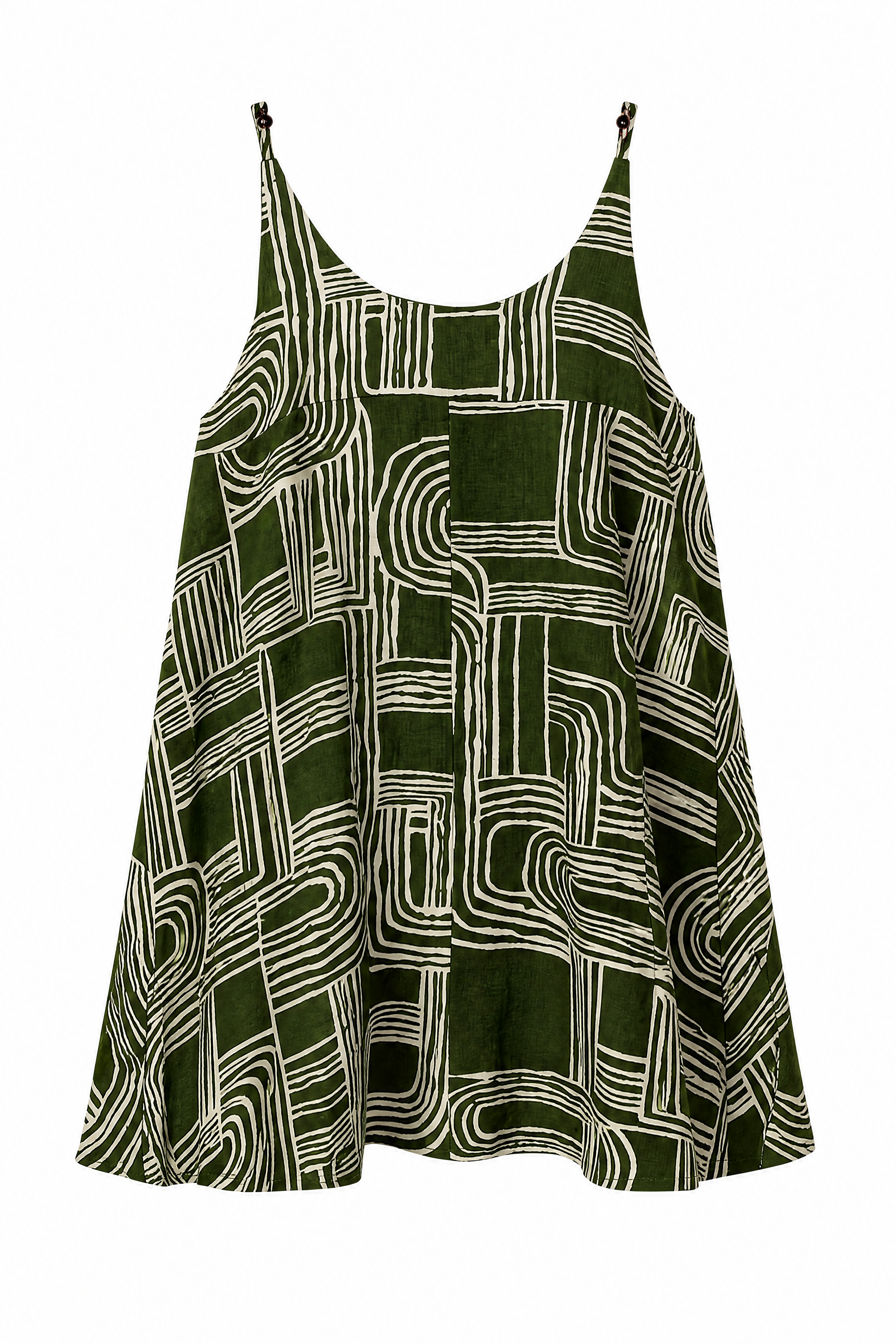 Women’s Geometric Print Spaghetti Strap Cami Top with Ruffle Hem 28011
