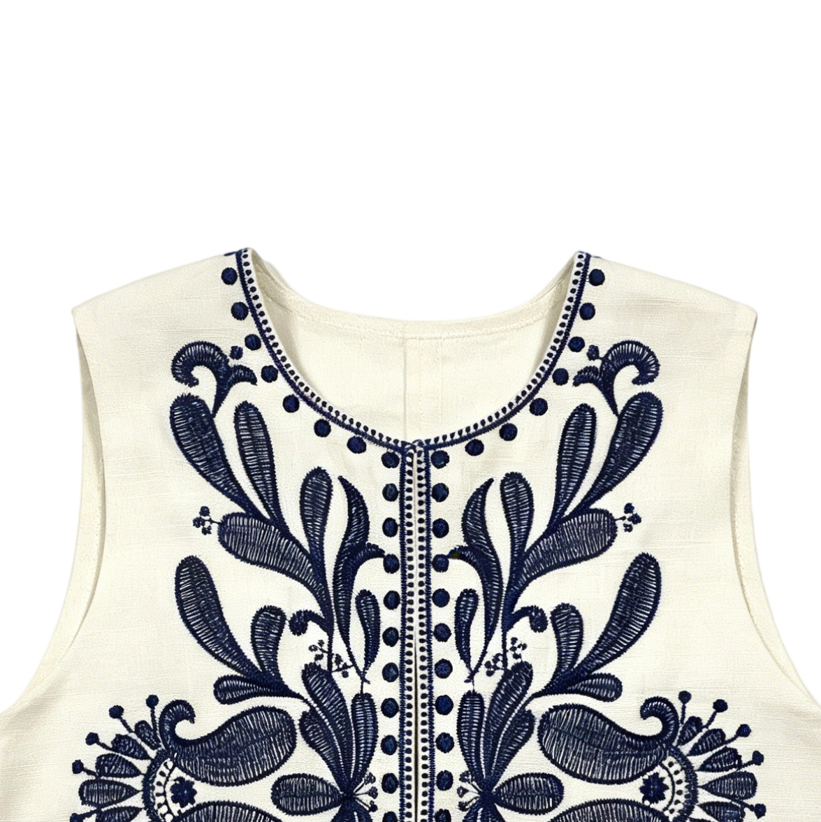 Women’s Boho Floral Embroidered Open Front Vest 
