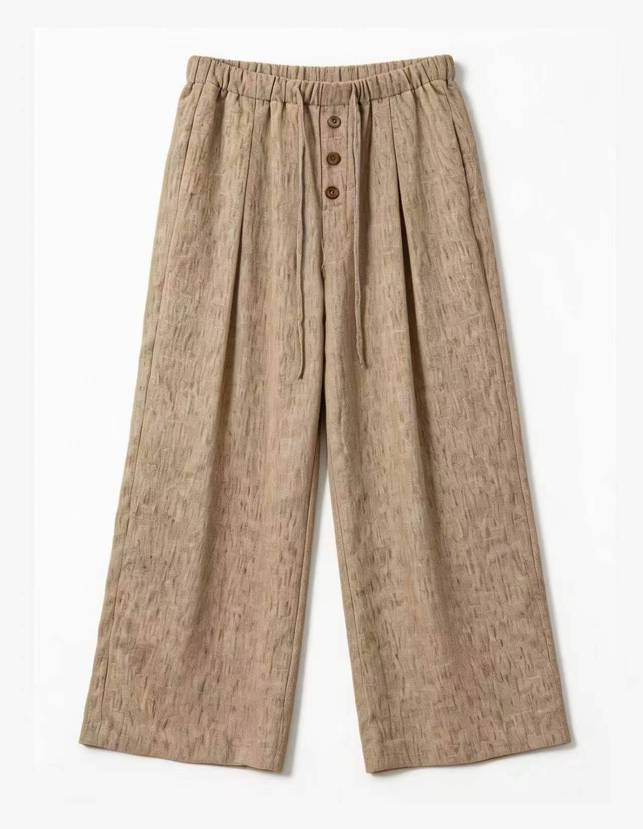 Women’s Casual Linen Elastic Waist Wide Leg Pants AN-760010