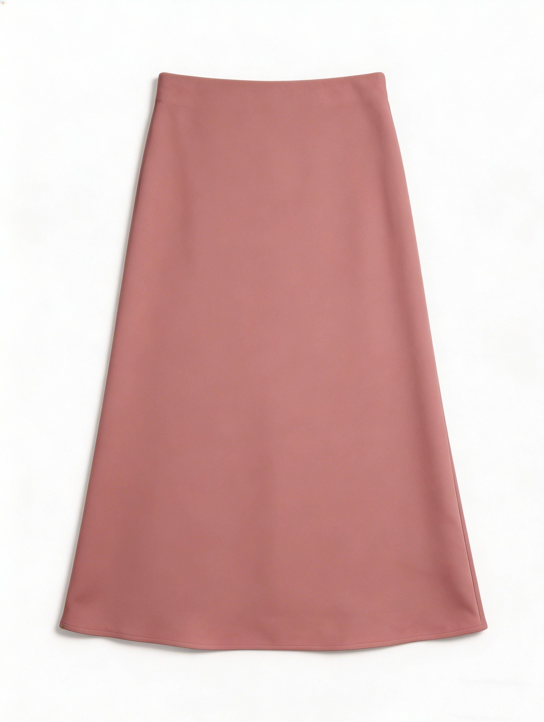 Elegant Dusty Pink Midi Skirt - High Waist Relaxed Fit Bottom  W-40293