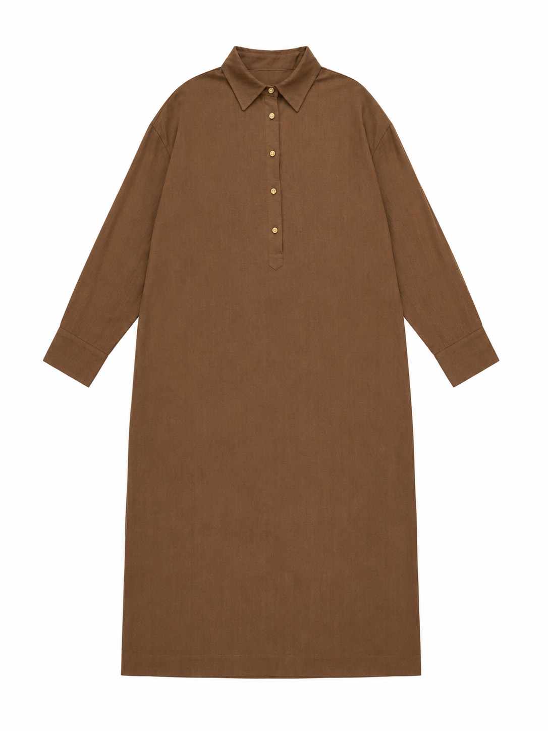 Women’s Minimalist Relaxed-Fit Maxi Shirt Dress A-43023