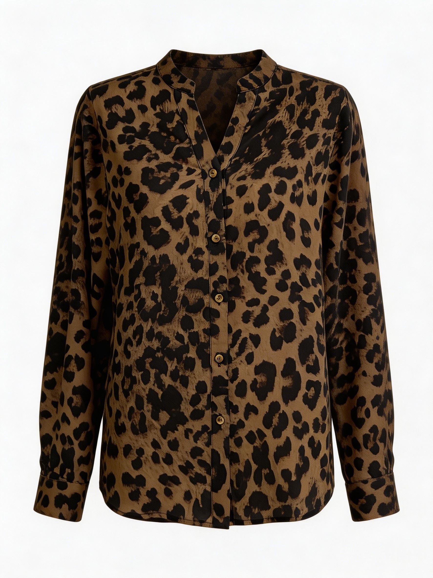 Leopard Print Shirt and Wide Leg Pants Set - Two-Piece Outfit W-43066+W-43064