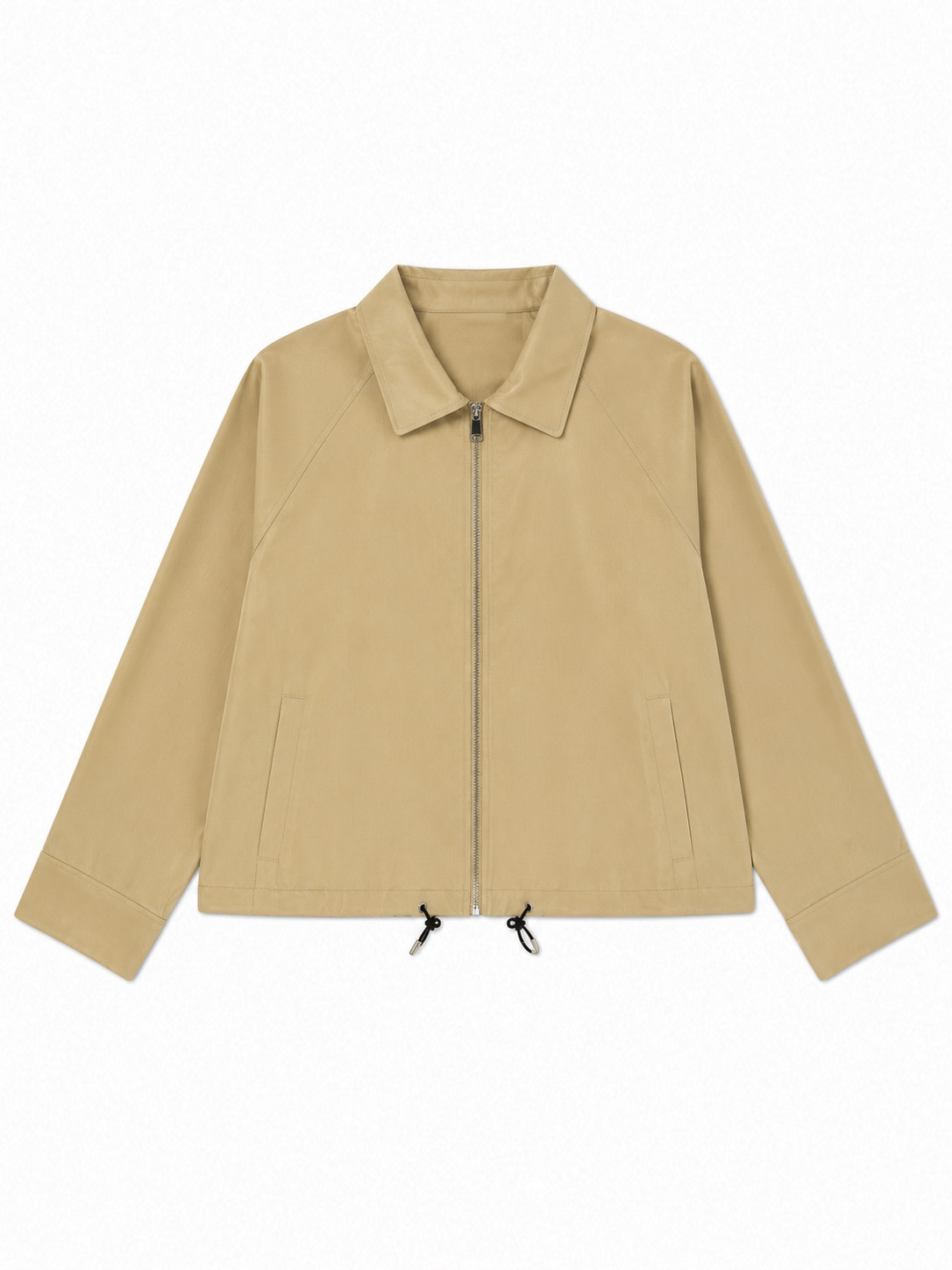 Women's Beige Drawstring-Hem Shirt Jacket C-43243