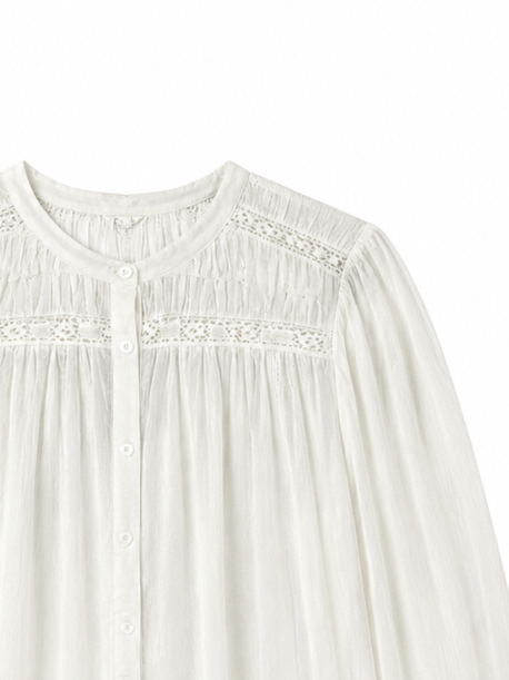Elegant White Textured Blouse C-43308