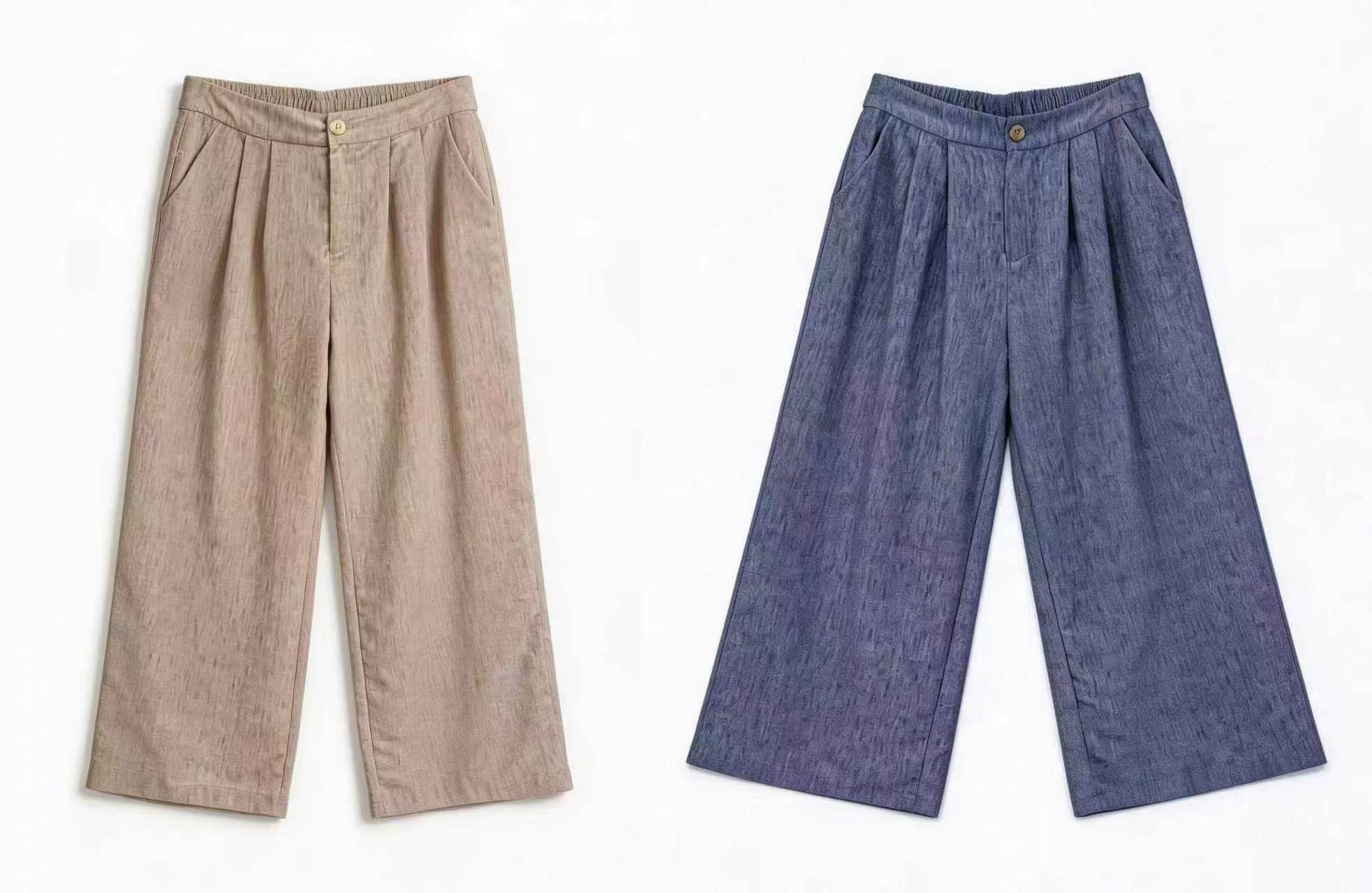 Minimalist High-Waisted Linen-Blend Wide-Leg Pants AN-750017