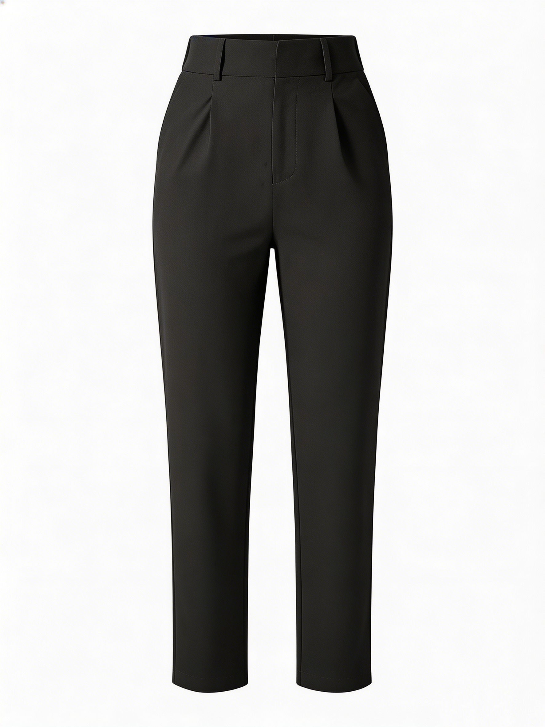 Elegant Black Pleated Straight Leg Pants - Premium Business Casual XW-26907
