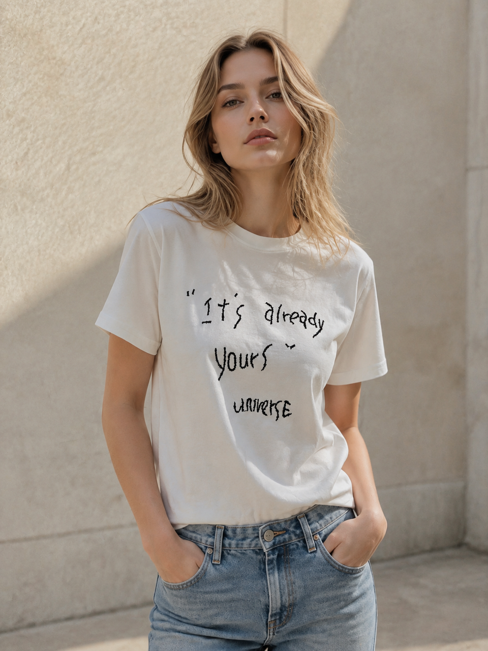 Women's Minimal Slogan Graphic T-Shirt 9100