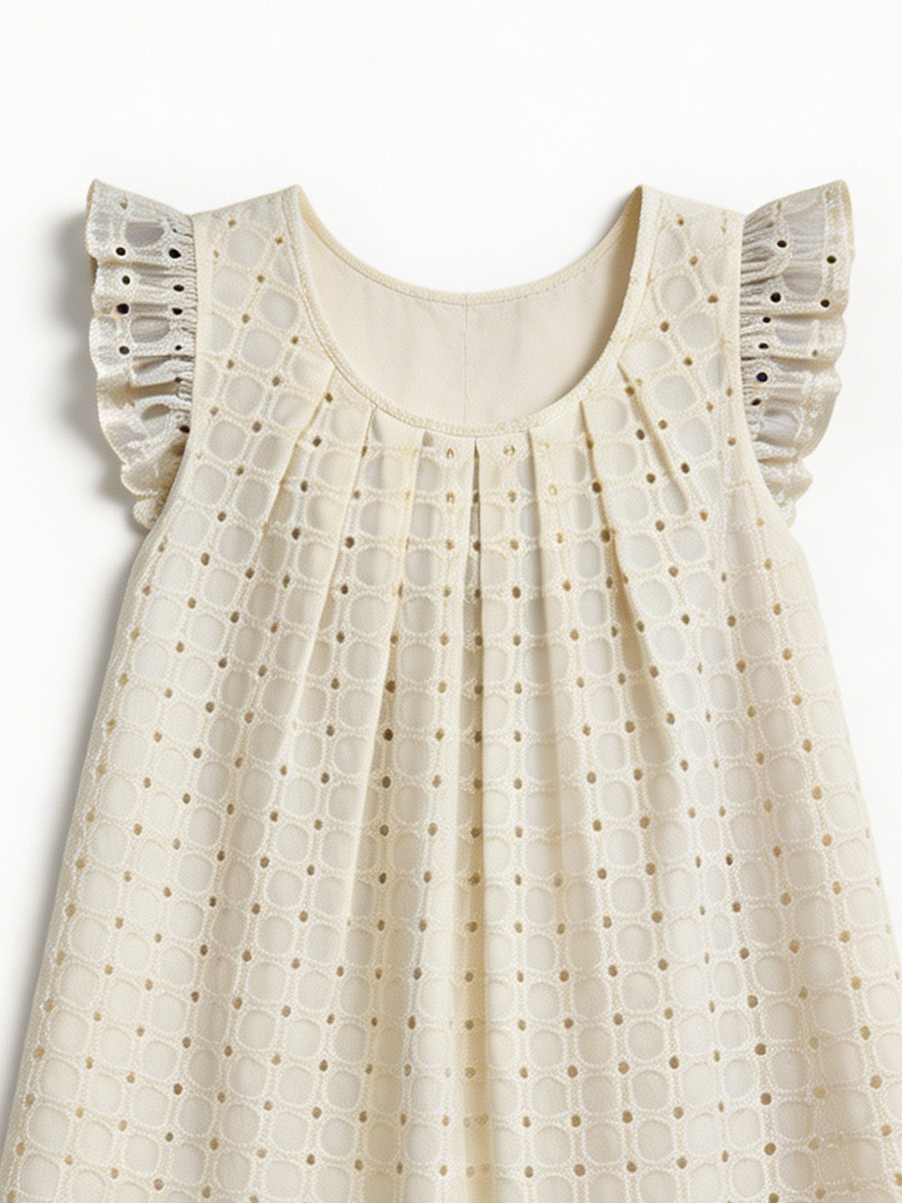  Simple white embroidered dress - Casual and cute daily outfit W-40439