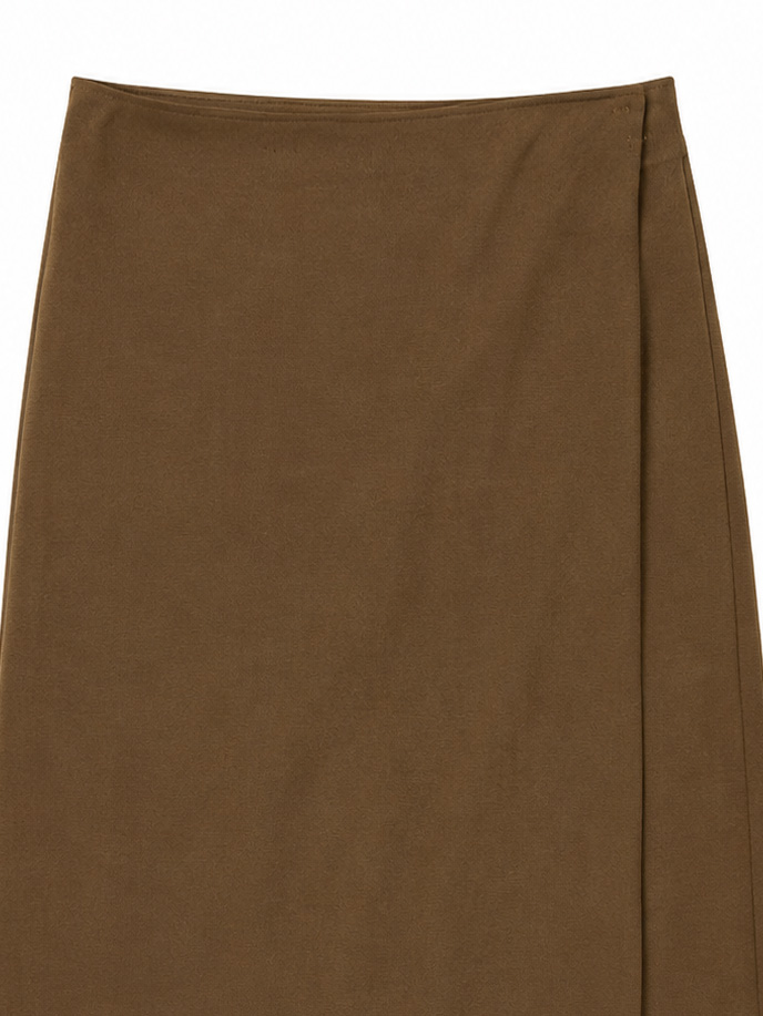 Women's Chocolate Brown Wrap-Front Midi Skirt W-42921