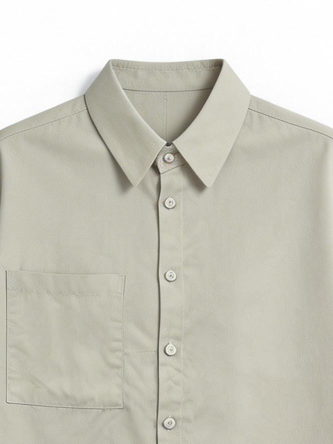 Elegant Fog Grey Relaxed Fit Shirt - Minimalist Workwear Blouse D-42485