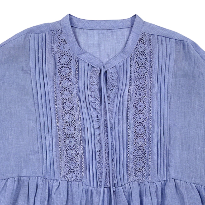 Women’s Boho Lace Trim Tassel Peasant Tunic Top ML3277