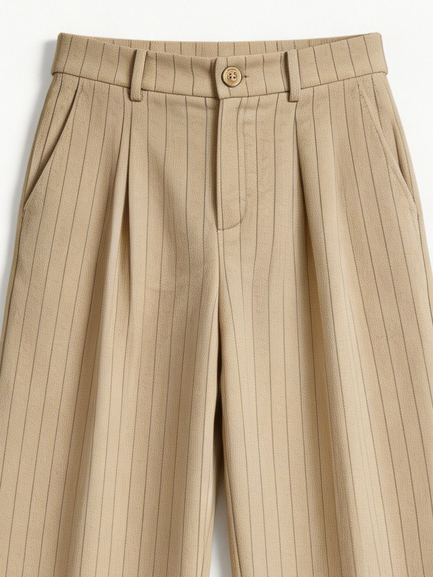 Trending Striped Linen-Blend Two-Piece Set for Women - Office Wear A-43189+A-43190
