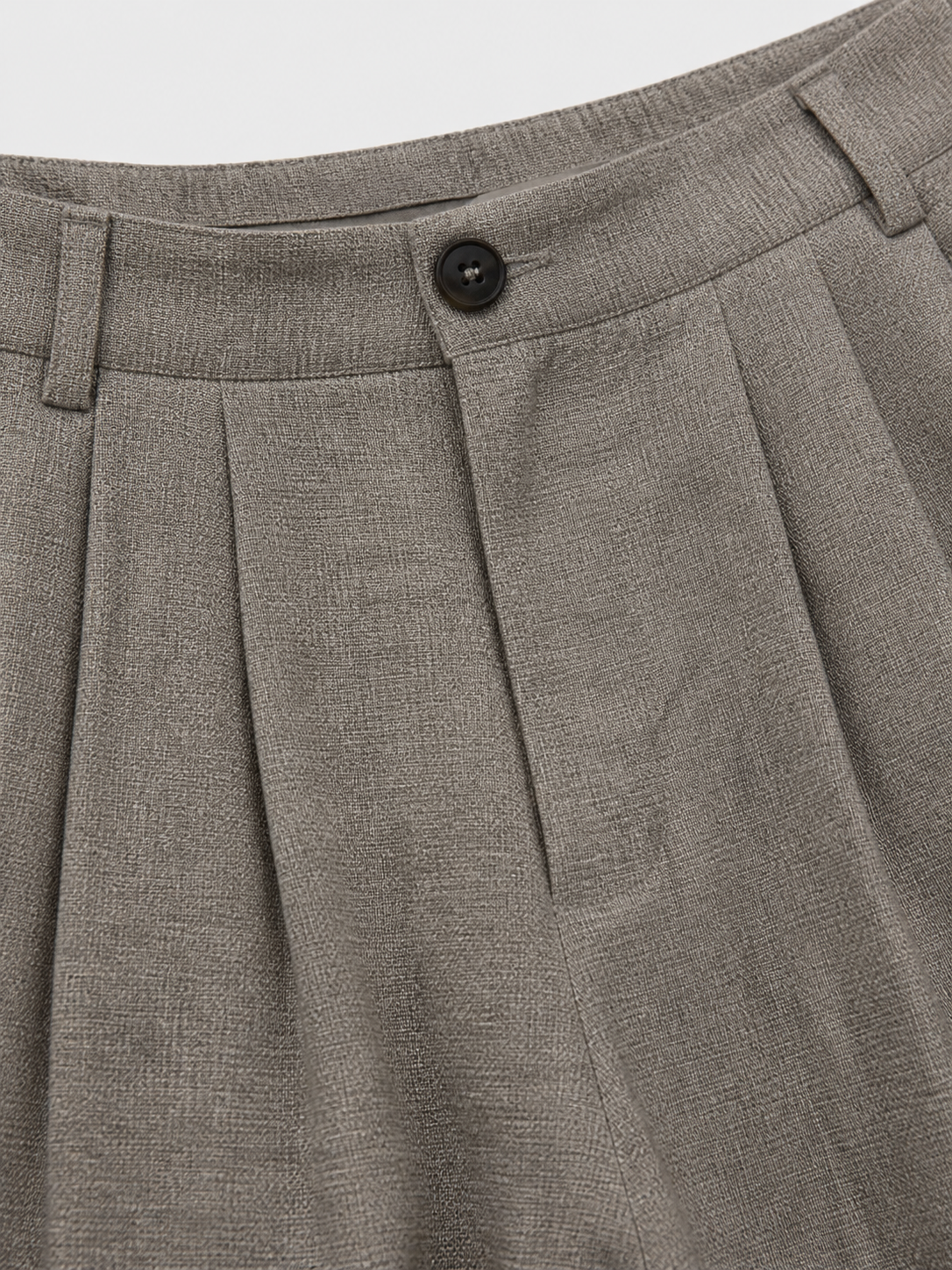 Casual Chic Front Pleat Trousers High Rise Straight Leg Textured Pants C-42122