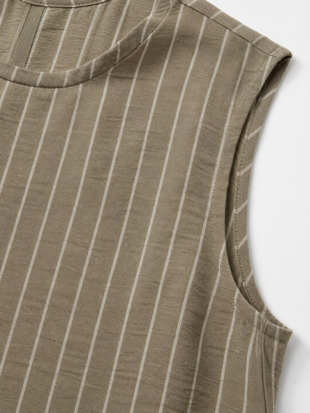 Versatile Linen‑Textured Sleeveless Shift Dress For Vacation & Office C-42198H