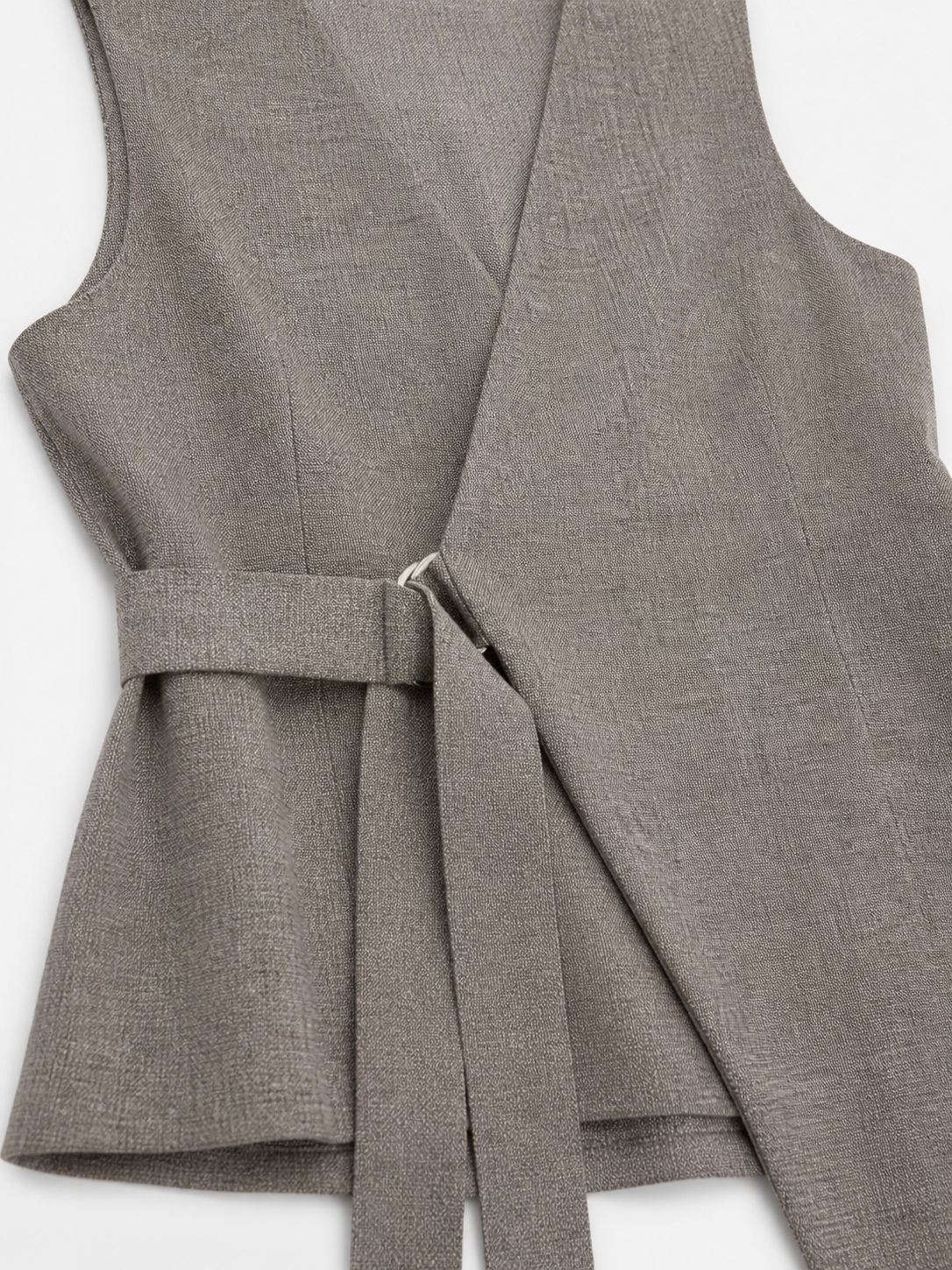  Chic Textured Sleeveless Peplum Blouse V-Neck Belted Wrap Waistcoat C-42121