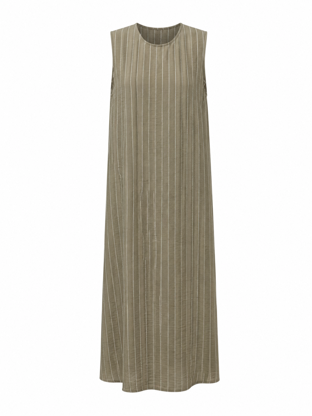 Versatile Linen‑Textured Sleeveless Shift Dress For Vacation & Office C-42198H