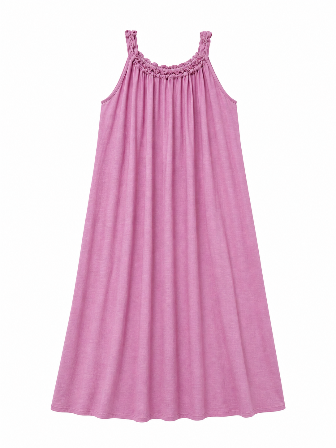 Chic Gradient‑Pink Flowy Sundress, Halter Sleeveless Ruffled Neck Loose‑Fit Daily‑Holiday Dress C-38742