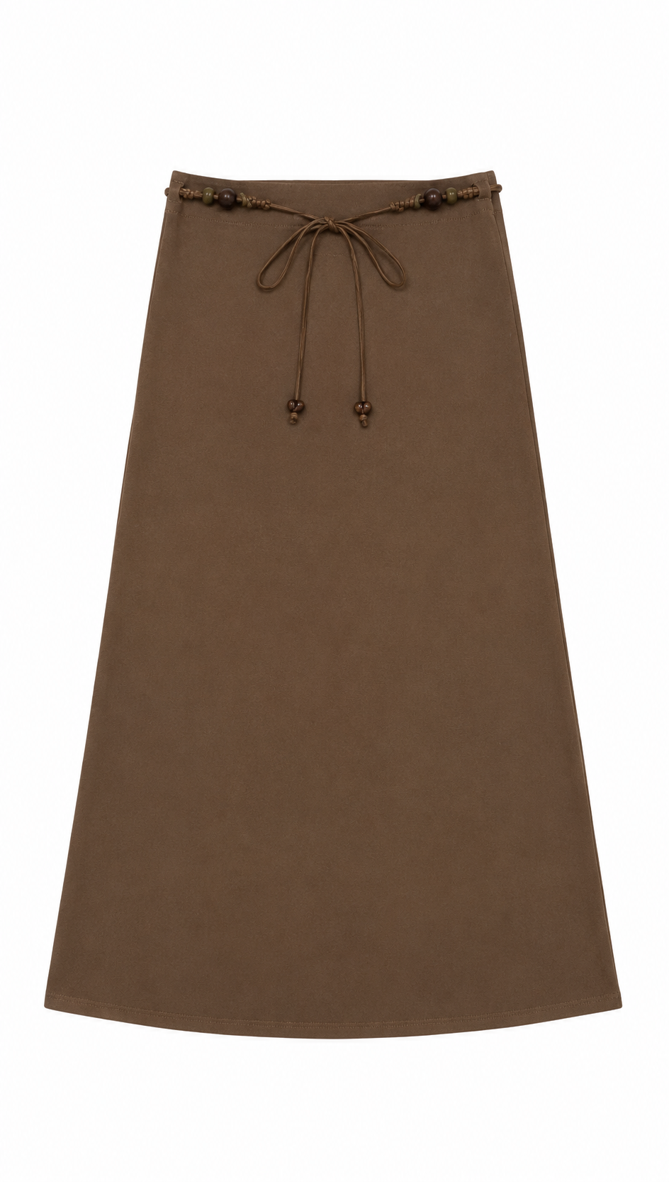 Linen-Blend A-Line Skirt with Beaded Belt AN-620050