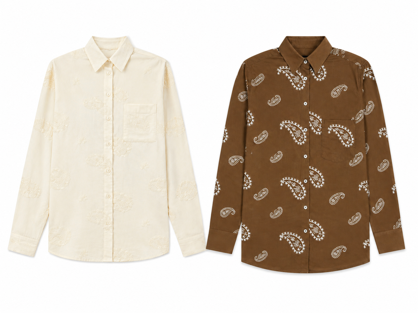 Paisley Embroidered Long-Sleeve Button-Up Shirt AN-121020