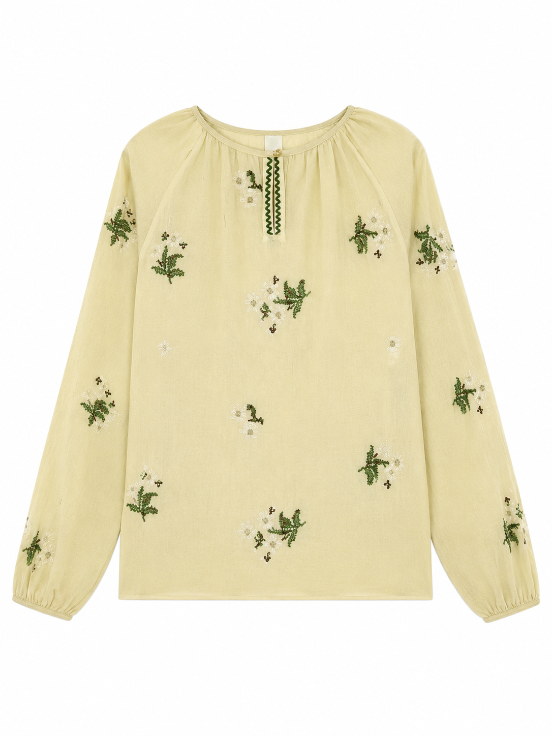 Floral Embroidered Long-Sleeve Blouse AN-620046