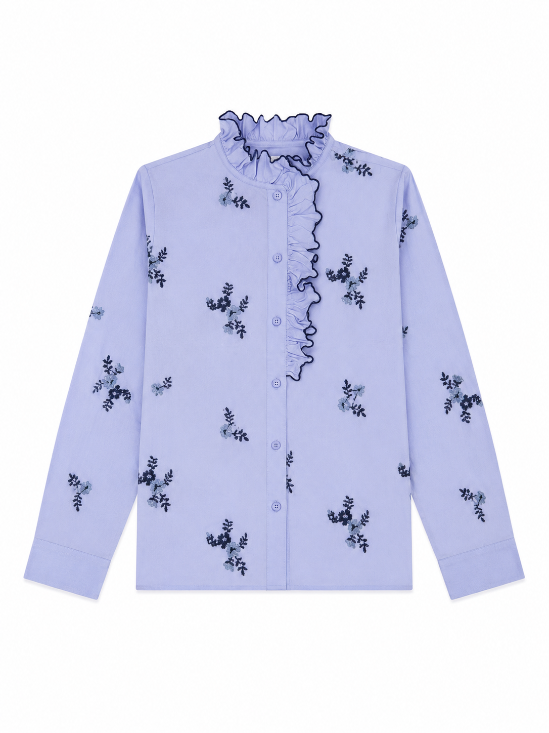 Floral Embroidered Ruffle Trim Blouse AN-710005